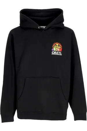 Obey Sweatshirts & Hoodies, Herr, L, Bomull, Svart Fleece Hoodie med Brodyr