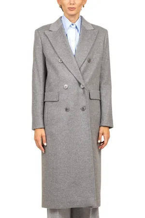 Max Mara Kappa, Dam, S, Ljusgrå Ull Dubbelknäppt Kappa