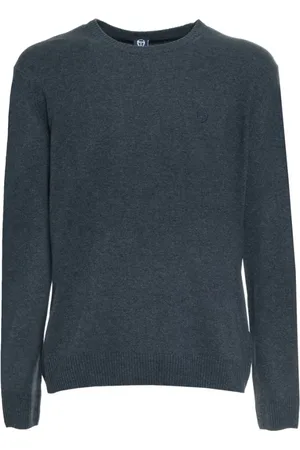 Sergio Tacchini Stickade tröjor & koftor, Herr, M, Ull Rund Hals Tröja med Synligt Logotyp