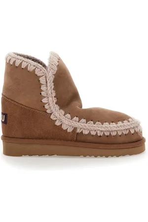 Mou Skor, Dam, 37 EU, Mocka, Brun Mocka Eskimo Boots med Logo Patch