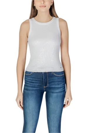 Guess Topp, Dam, M, Bomull, Vit Paillette Tank Top