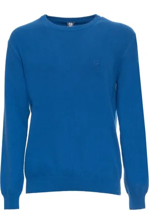 Sergio Tacchini Stickade tröjor & koftor, Herr, XL, Bomull, Enfärgad Ribbad Nederkant Ullblandad Tröja