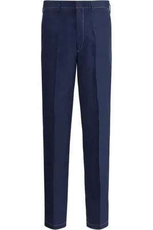 Prada Byxor, Herr, L, Linne, Marinblå Linnebyxor med Raka Ben