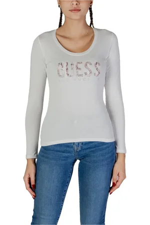 Guess Topp, Dam, XS, Bomull, Vit Bomull Långärmad Topp
