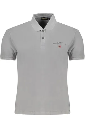 Napapijri Topp, Herr, XL, Bomull, Logo Polo Shirt Grå Bomull Kortärmad