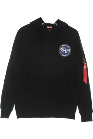 Alpha Industries Sweatshirts & Hoodies, Herr, S, Bomull, Apollo Mission Lättvikts huva Tröja Svart