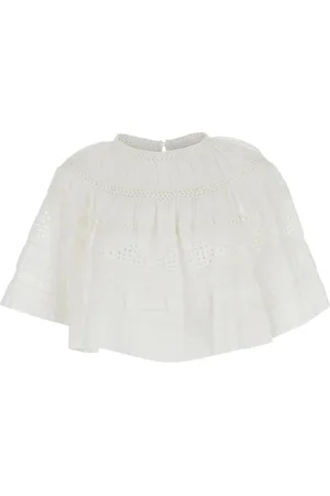 Isabel Marant Blusar & Skjortor , Dam, M, Bomull, Vit bomullstopp med broderie anglaise