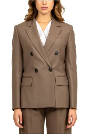 TELA Jacka, Dam, M, Polyester, Svart Ull Dubbelknäppt Jacka