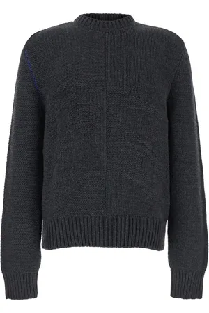 Burberry Stickade tröjor & koftor, Herr, S, Equestrian Knight Jacquard Grå Tröja