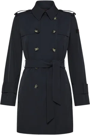 Peuterey Kappa, Dam, L, Polyester, Blå Trenchcoat Knude Modell