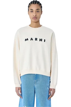 Marni Sweatshirts & Hoodies, Dam, 2Xs, Bomull, Logo Print Crewneck Sweatshirt