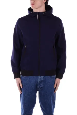 Only & Sons Jacka, Herr, L, Polyester, Blå Huva Kappa Dragkedja Fickor Kväll