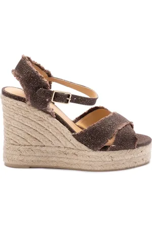 Castaner Skor, Dam, 39 EU, Linne, Brun Linne Kilklack Sandaler