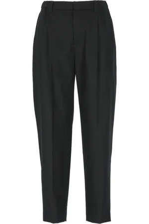 Brunello Cucinelli Byxor, Dam, M, Svarta Ull Cashmere Byxor Elastisk Midja
