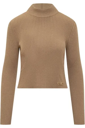 Michael Kors Stickade tröjor & koftor, Dam, M, Nylon, Ribbad stickad turtlenecktröja