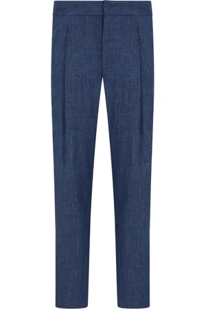 Giorgio Armani Byxor, Herr, L, Blå Byxor med Tapered Leg