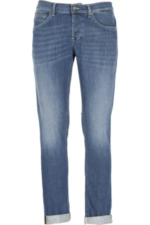 Dondup Jeans, Herr, W31, Bomull, Blå Skinny Jeans med Metall Monogram