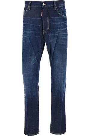 Dsquared2 Jeans, Herr, L, Denim, Blå Denim Stretch Jeans med Logo Patch
