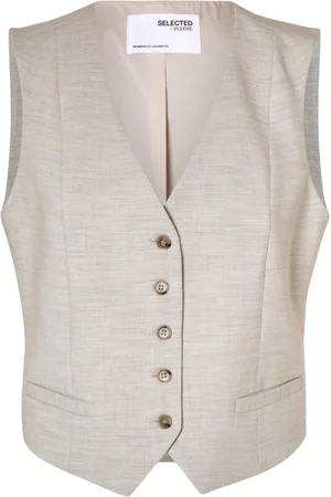 SELECTED Jacka, Dam, M, Polyester, V-ringad Ärmfri Väst med Framknappar