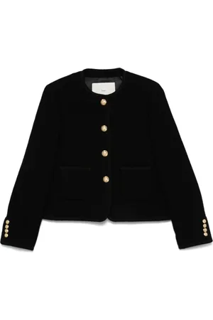 DUNST Jacka, Dam, L, Tweed, Svart Ullblandad Tweedjacka