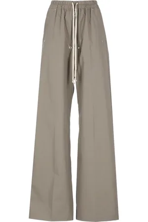 Rick Owens Byxor, Dam, S, Bomull, Gröna bomullsbyxor med dragsko