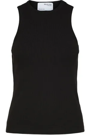 SELECTED Topp, Dam, XL, Bomull, Ärmfri Ribbstickad Topp