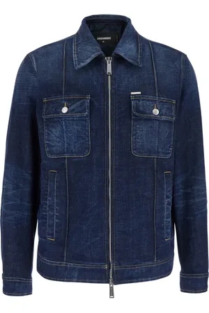 Dsquared2 Jacka, Herr, M, Denim, Blå Denimjacka med Klassisk Krage