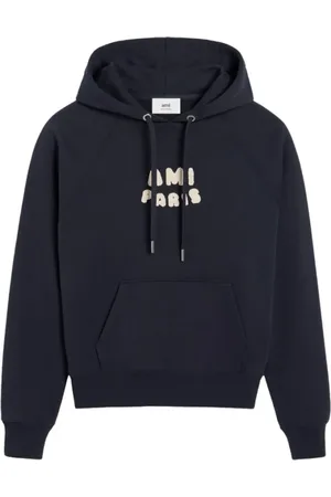 Ami Sweatshirts & Hoodies, Herr, 2Xl, Bomull, Navy Logo Print Hoodie