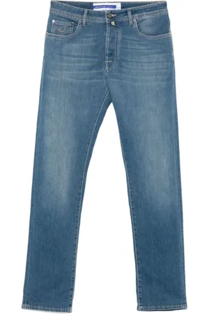 Jacob Cohen Jeans, Herr, W40, Indigo Blå Klassisk Fem Ficka Jeans