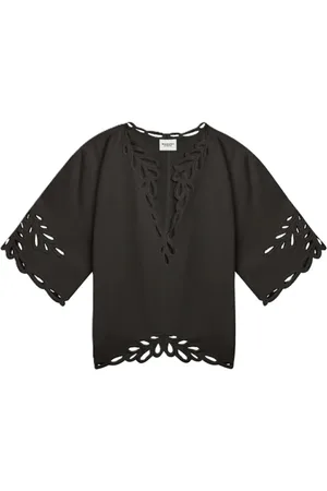 Isabel Marant Blusar & Skjortor , Dam, S, Bomull, Topp med korta ärmar och broderi