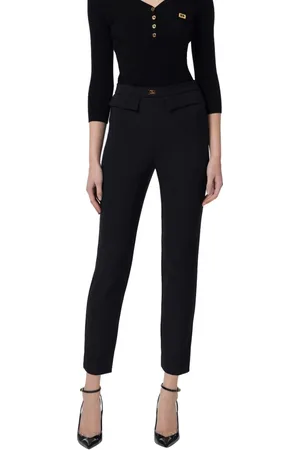 Elisabetta Franchi Byxor, Dam, S, Polyester, Svarta Slim Fit Stretchbyxor