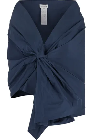 P.A.R.O.S.H. Jacka, Dam, ONE Size, Blå Asymmetrisk Cape med Knutdetalj