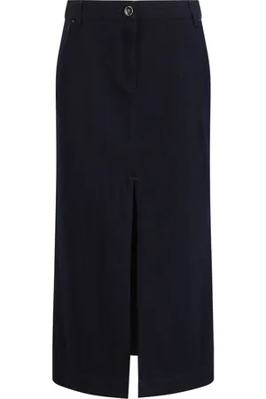 Giorgio Armani Kjol, Dam, M, Bomull, Blå Bomull Midi Kjol med Framficka
