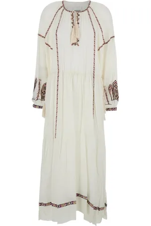Isabel Marant Klänning, Dam, XS, Vit Lång Klänning med Slips Hals