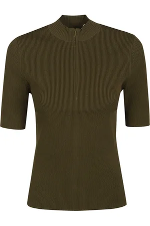 Tory Burch Stickade tröjor & koftor, Dam, XS, Stilren Half-Zip Crewneck Sweater