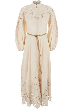 ZIMMERMANN Klänning, Dam, M, Linne, Broderad Linne Lång Klänning