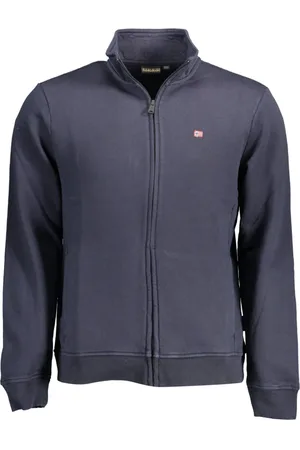 Napapijri Sweatshirts & Hoodies, Herr, 2Xl, Blå Långärmad Sweatshirt med Dragkedja