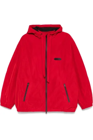 Lanvin Jacka, Herr, M, Röd Dragkedja-Front Huva Jacka