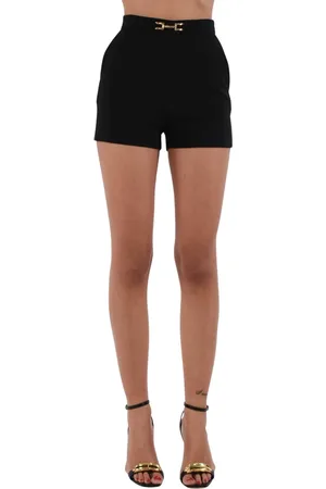 Elisabetta Franchi Shorts, Dam, M, Polyester, Crêpe shorts med gyllene detaljer