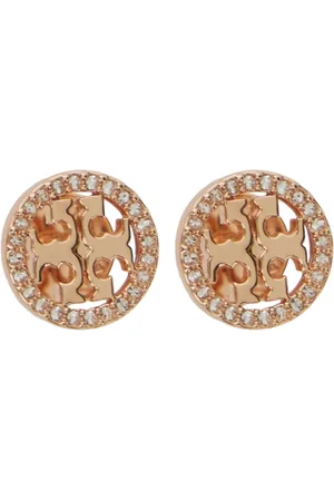 Tory Burch Accessoarer, Dam, ONE Size, Metallstiftörhängen med kristallutsmyckningar