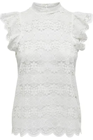 JACQUELINE DE YONG Blusar & Skjortor , Dam, L, Polyester, Vit Rynkad Hög Hals Tank Top