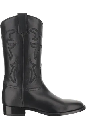 SARTORE Skor, Dam, 41 EU, Läder, Svarta Läder Cowboy Boots med Broderi