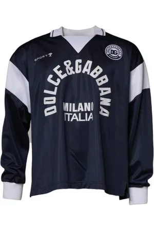 Dolce & Gabbana Topp, Herr, M, Bomull, Blå & Vit Krage Tröja