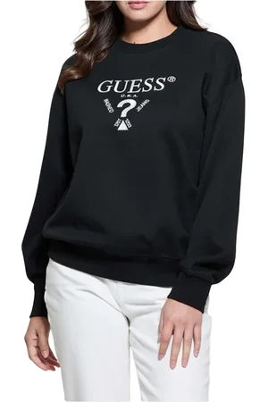 Guess Sweatshirts & Hoodies, Dam, 2Xs, Bomull, Roberta Sweatshirt med dekorativt logotyptryck