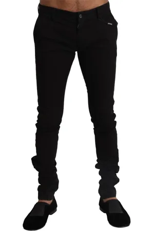 Dolce & Gabbana Byxor, Herr, M, Bomull, Svarta Skinny Bomullsstretchbyxor