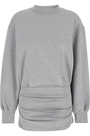 The Attico Klänning, Dam, S, Bomull, Grå Crewneck Miniklänning med Logo
