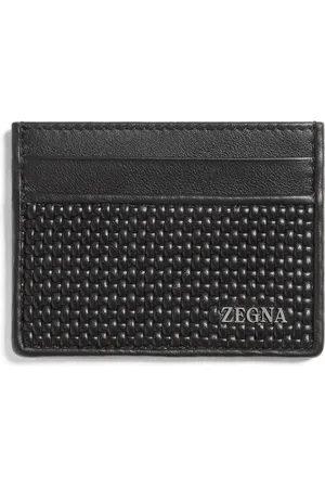 Ermenegildo Zegna Accessoarer, Herr, ONE Size, Läder, Svart vävd läderkorthållare