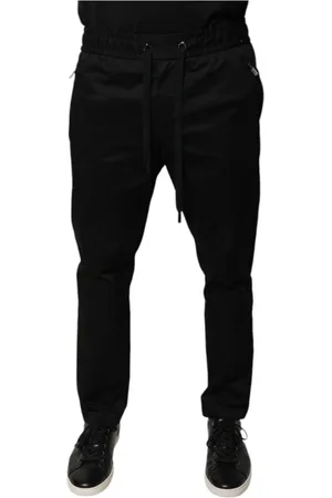 Dolce & Gabbana Byxor, Herr, M, Bomull, Svarta Skinny Sweatpants med Dragsko