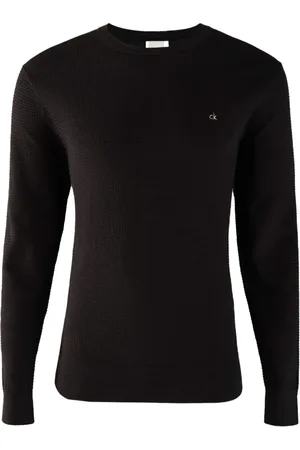 Calvin Klein Stickade tröjor & koftor, Herr, S, Bomull, Beehive Logo Sweater - Svart