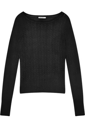 Patrizia Pepe Stickade tröjor & koftor, Dam, S, Svart Tröja Båthals Slim Fit